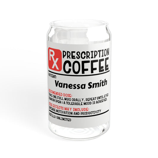 Printify Mug Without lid or straw / 16oz Personalize Coffee Prescription | Pharmacist Student Gift | Pharmacy Technician | Nurse Doctor Pharmacist | Glass Tumbler | Iced Coffee Cup