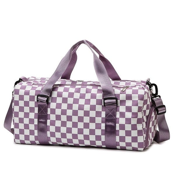 Dani & Em Purple / 1 Checker Weekend Travel Luggage Tote Bag Check