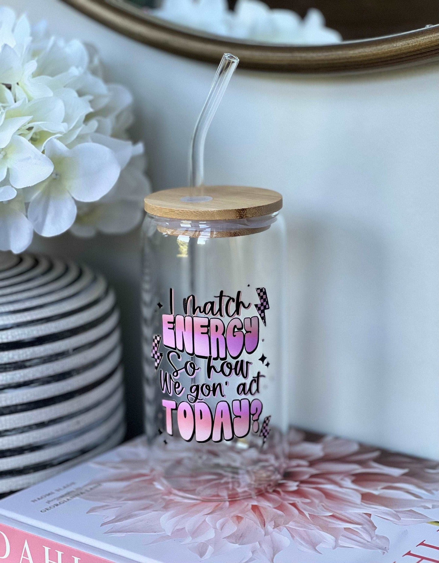 Everyday Ego Drink Cup I Match Energy, Glass Coffee Cup