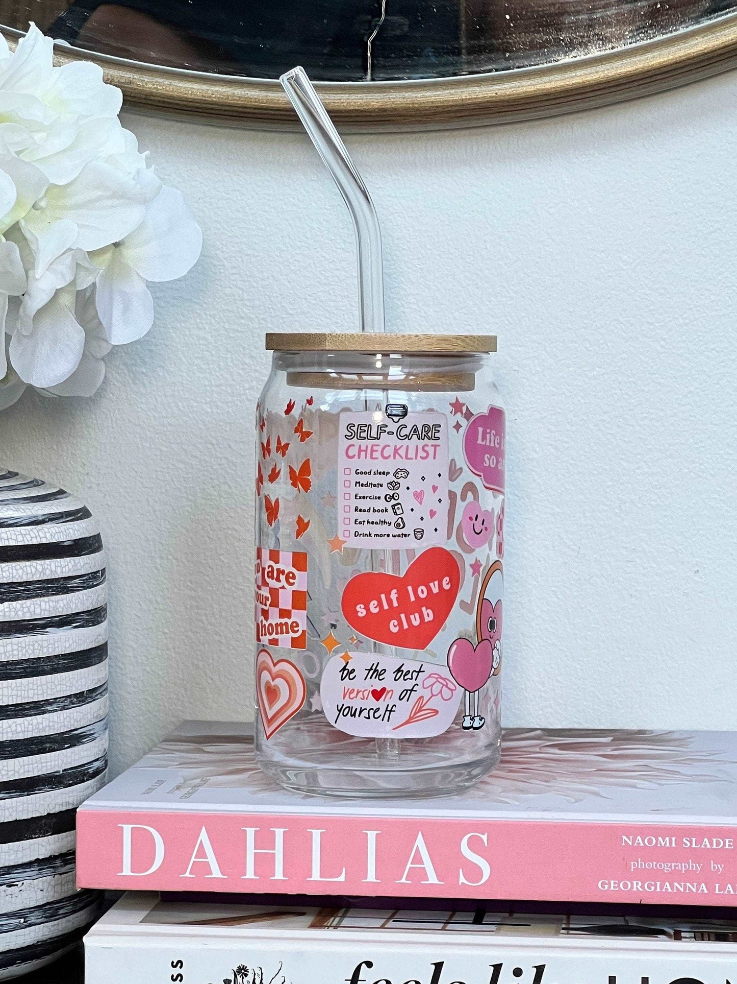 Everyday Ego Drink Cup Self Love Checklist Glass Coffee Cup