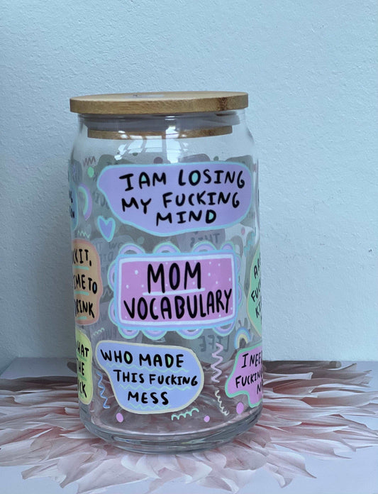 Everyday Ego Drink Cup Mommy Vocabulary, Glass Coffee Cup