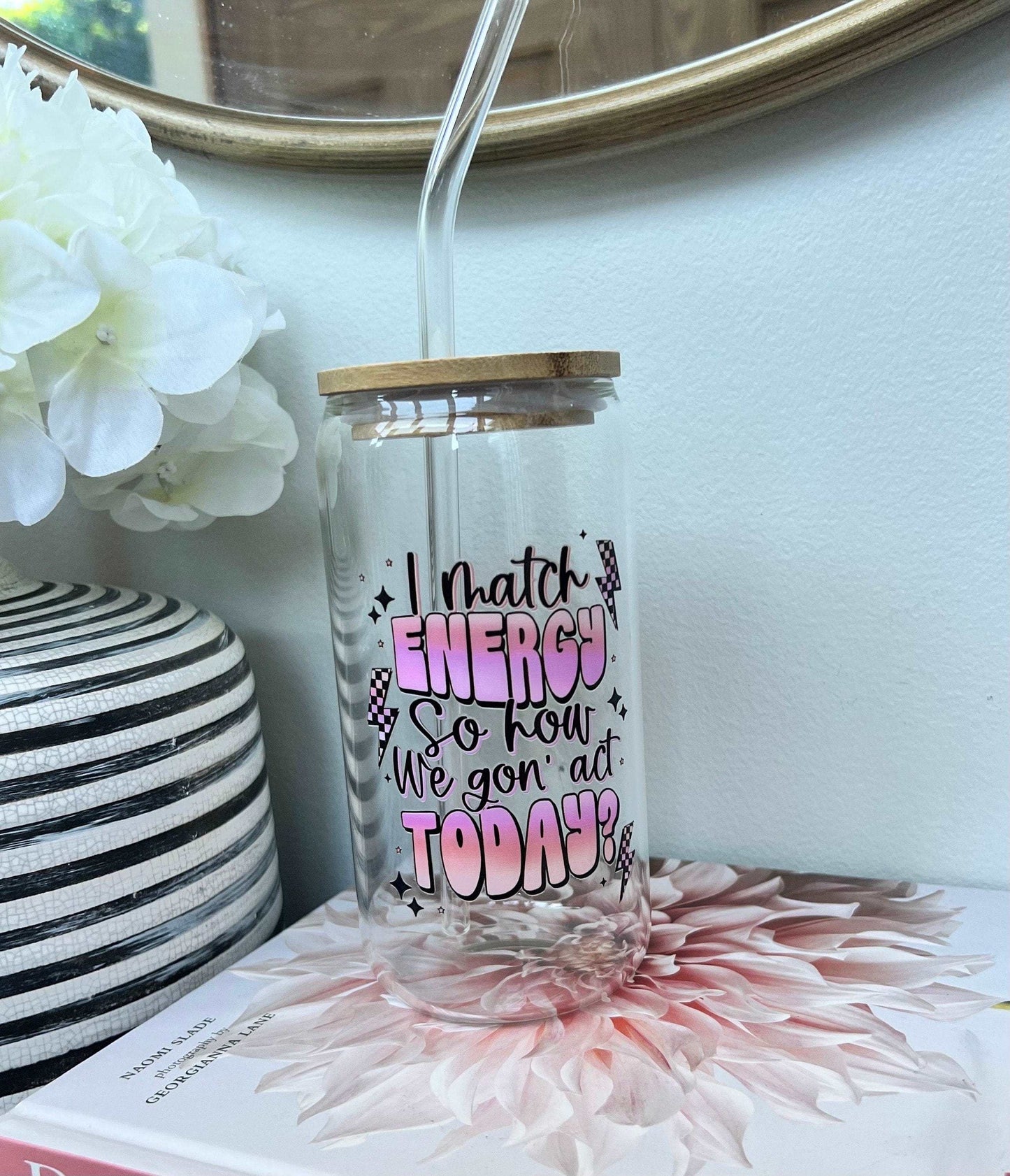 Everyday Ego Drink Cup I Match Energy, Glass Coffee Cup