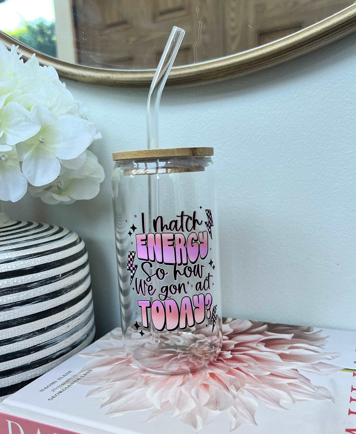 Everyday Ego Drink Cup I Match Energy, Glass Coffee Cup