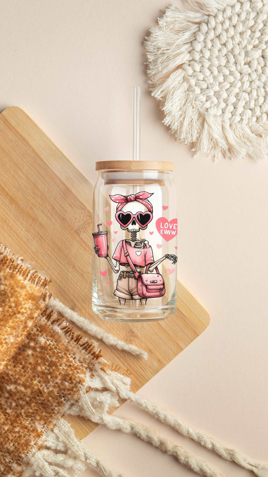 Everyday Ego Bougie Love, Eww Love 16 oz Glass Can Cup- Anti Love Iced Coffee Cup