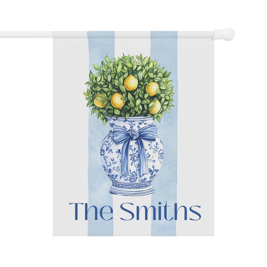 Printify Home Decor 24.5'' × 32'' Custom Preppy Chinoiserie Topiary Garden Flag