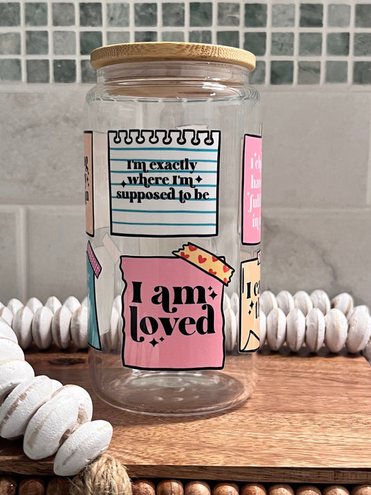 Everyday Ego Drink Cup Boho Affirmations 16oz Coffee Glass