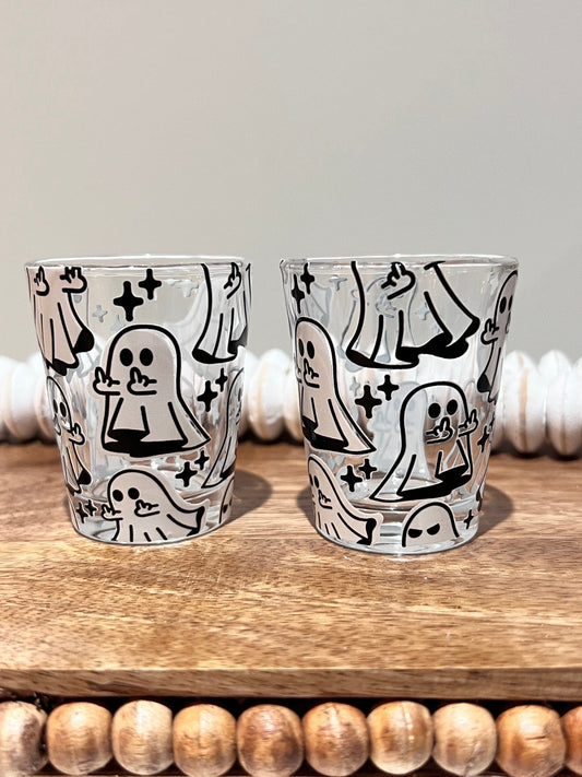 Everyday Ego Shot Glass Middle Finger Ghost Middle Finger Ghost Shot Glasses
