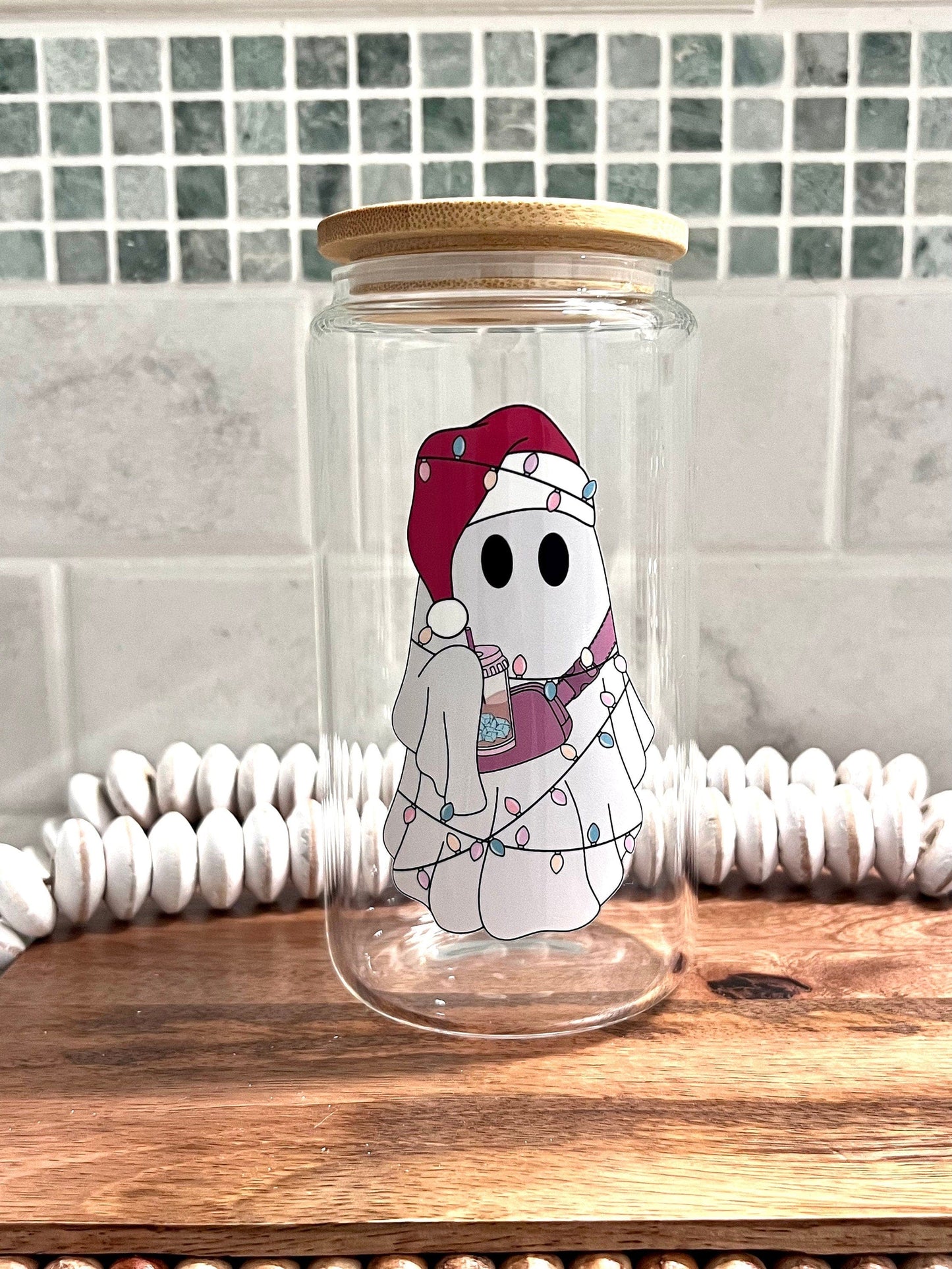 Everyday Ego Glass Cup Boojee Christmas Ghost Glass Coffee Cup