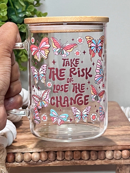 Everyday Ego Motivational Glass Mug | Self Care | Anxiety Mug | Affirmations Mug | Self Love Mug | Glass Mug With Lid | Mental Health Gift | Butterfly