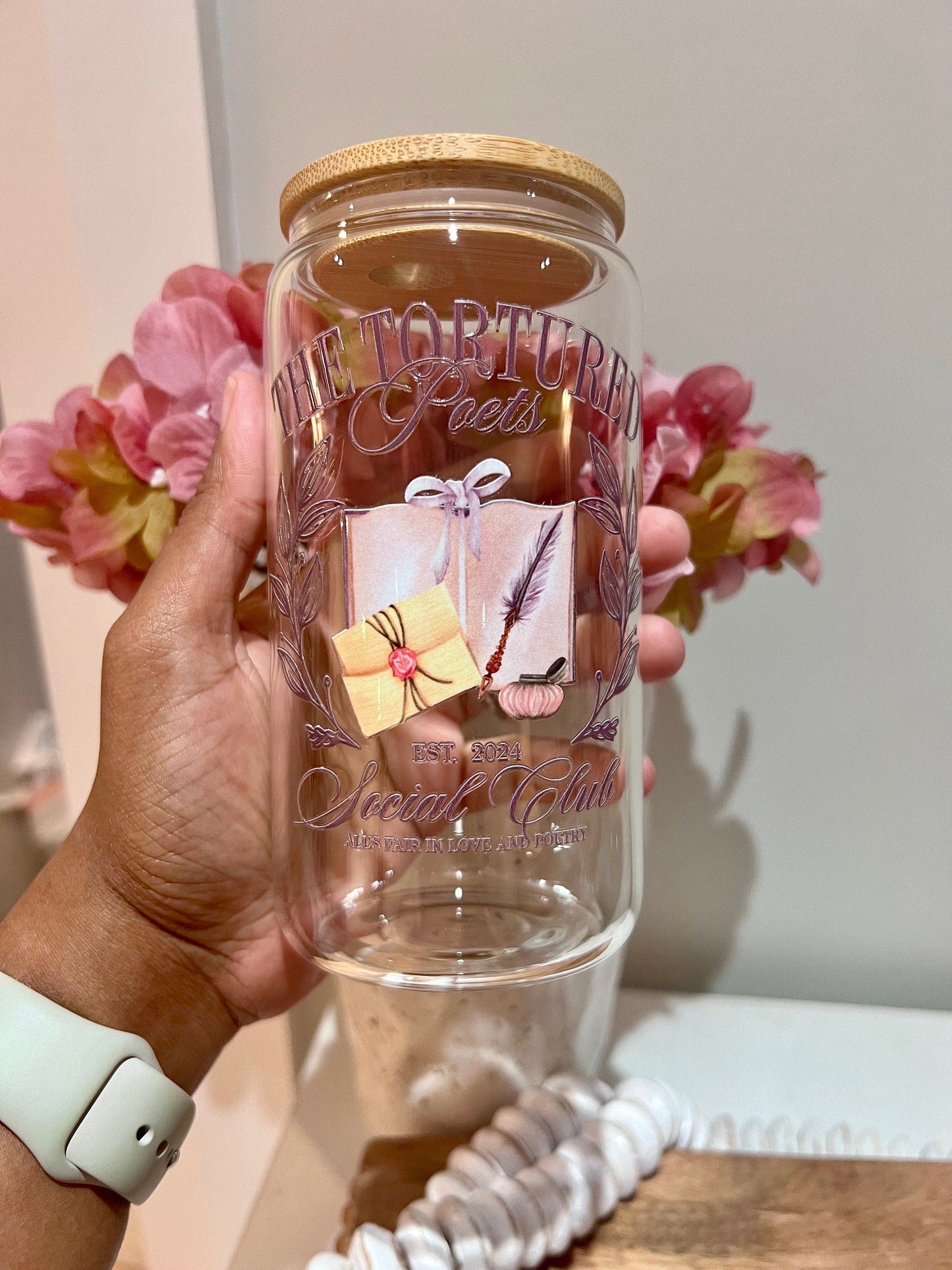 Everyday Ego Tortured Poets Glass Mug | Gift For Her | Birthday Gift | Coffee Glass Mug | Swiftea Glass Mug | Poets Department Mug | Music Fan Gift