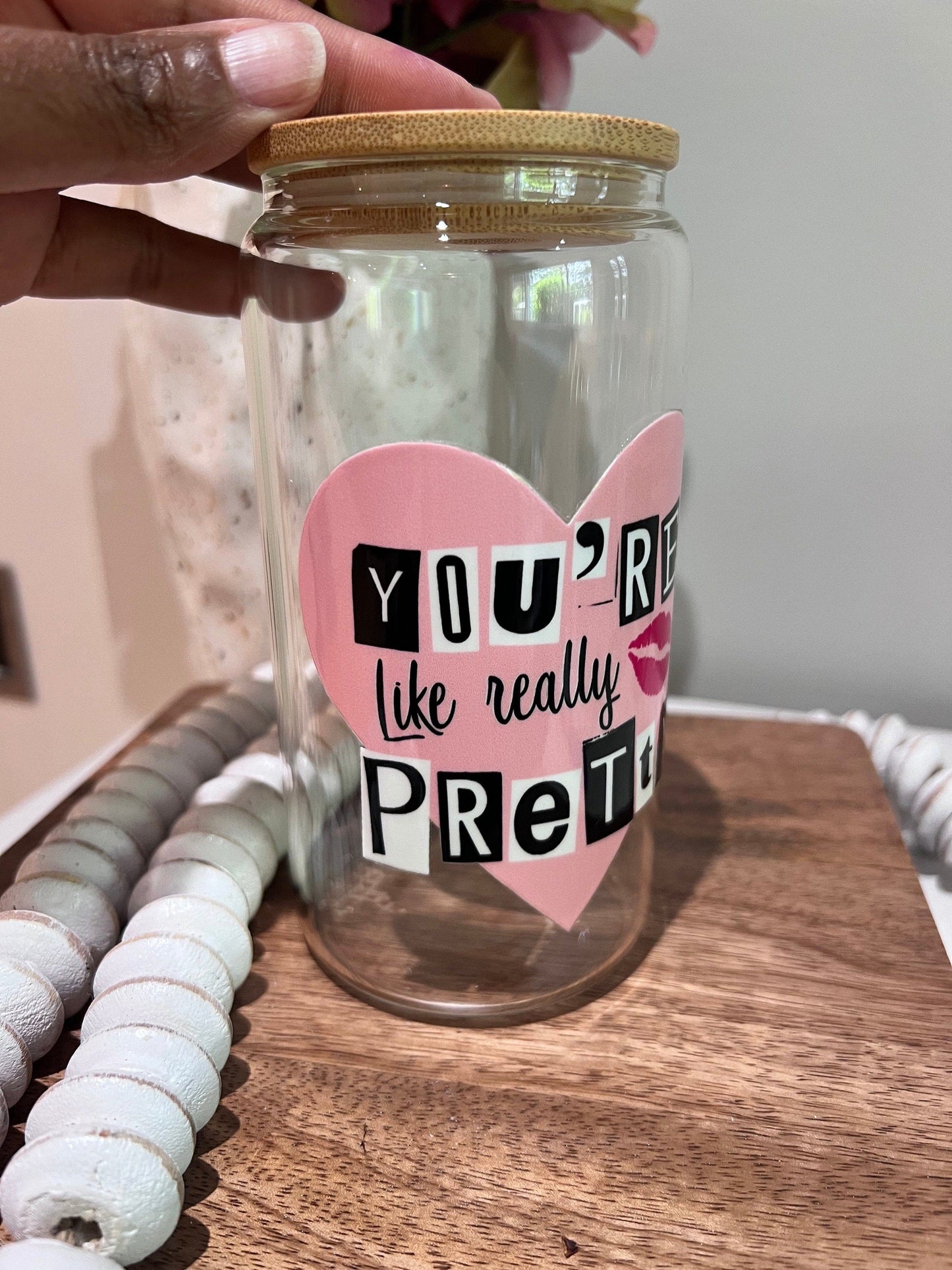 Everyday Ego You're Like Really Pretty | Glass Cup | Iced Coffee Glass Cup | Burn Book Cup | Good Girls Glass | Burn Book Theme Gift | Cute Glass Tumbler
