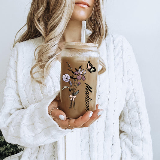 Everyday Ego Personalized Birth Flower Coffee Cup With Name Personalized Gift Bridesmaid Proposal Gifts for her Best Friend Gift Mothers Day Gift