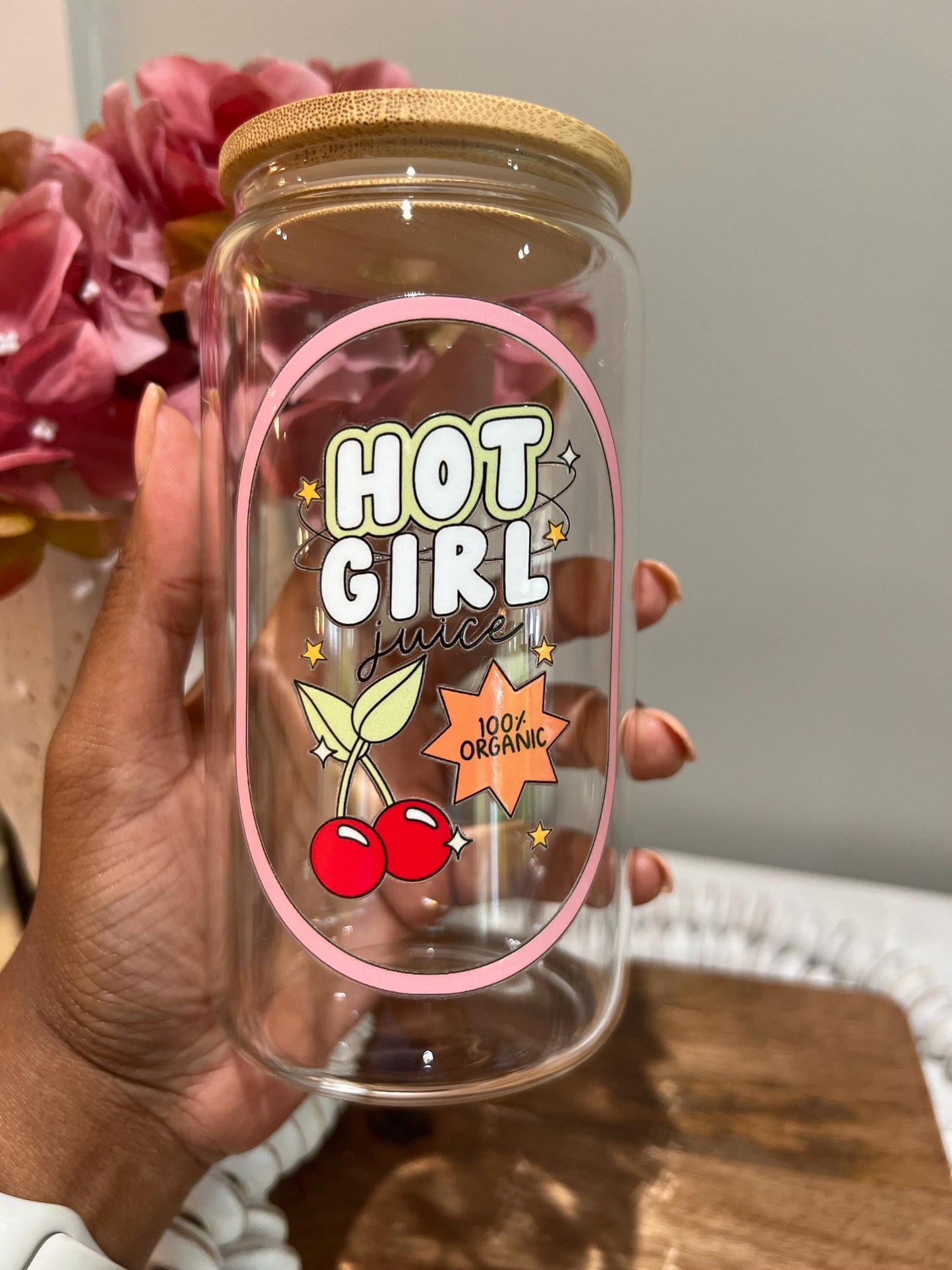 Everyday Ego Hot Girl Juice | Meme Gift | Funny Gift | Gift For Friend | Iced Coffee Cup | Cocktails | Mocktail l Glass Soda Can Gift Aesthetic Glass Cup