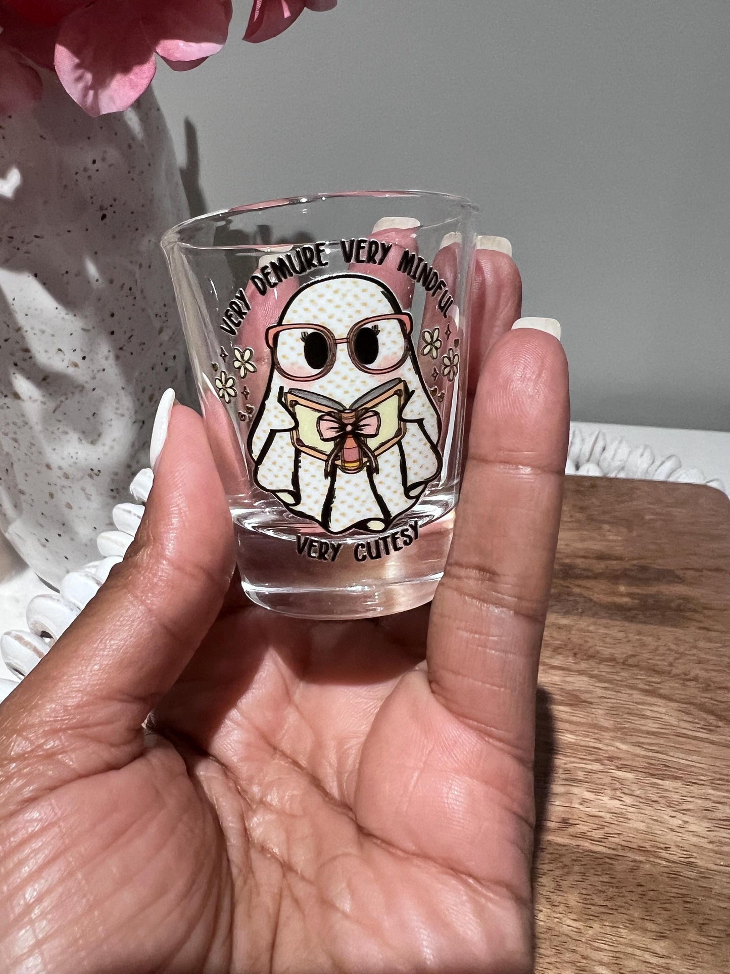 Everyday Ego Shot Glass Ghost Shot Glass Very Demure Mindful Cutesy