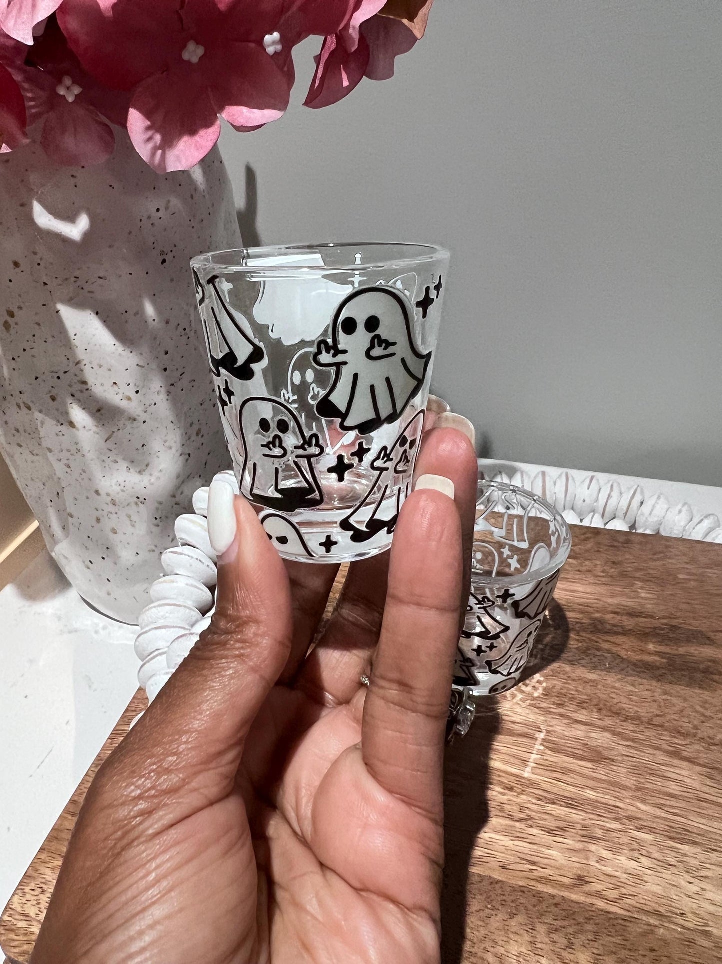 Everyday Ego Shot Glass Middle Finger Ghost Middle Finger Ghost Shot Glasses