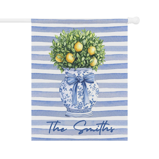 Printify Home Decor 24.5'' × 32'' Preppy Chinoiserie Topiary Garden Flag