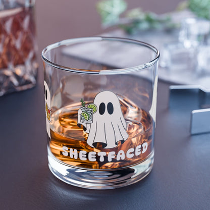 Printify Mug 10oz Halloween Whiskey Glass | Gift For Whiskey Lover | Bar Glass | Halloween Gifts For Him | Crow Gift | Bourbon Glasses | Whiskey Rocks Glass