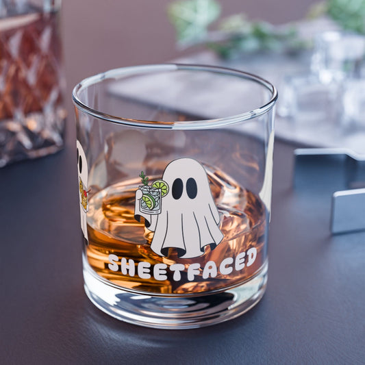 Printify Mug 10oz Halloween Whiskey Glass | Gift For Whiskey Lover | Bar Glass | Halloween Gifts For Him | Crow Gift | Bourbon Glasses | Whiskey Rocks Glass