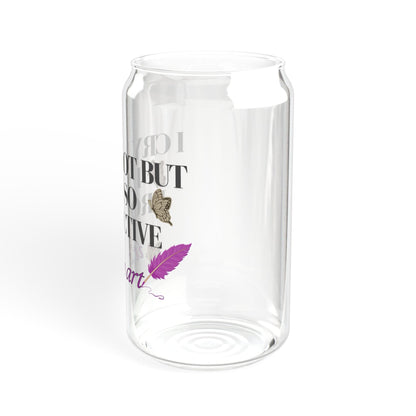 Printify Mug I Cry A Lot But I Am I Am So Productive  Glass Can Bamboo Lid and Straw