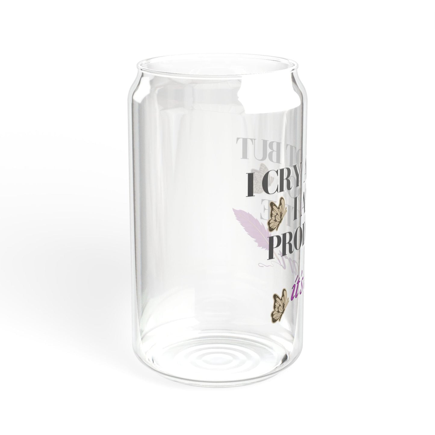 Printify Mug I Cry A Lot But I Am I Am So Productive  Glass Can Bamboo Lid and Straw