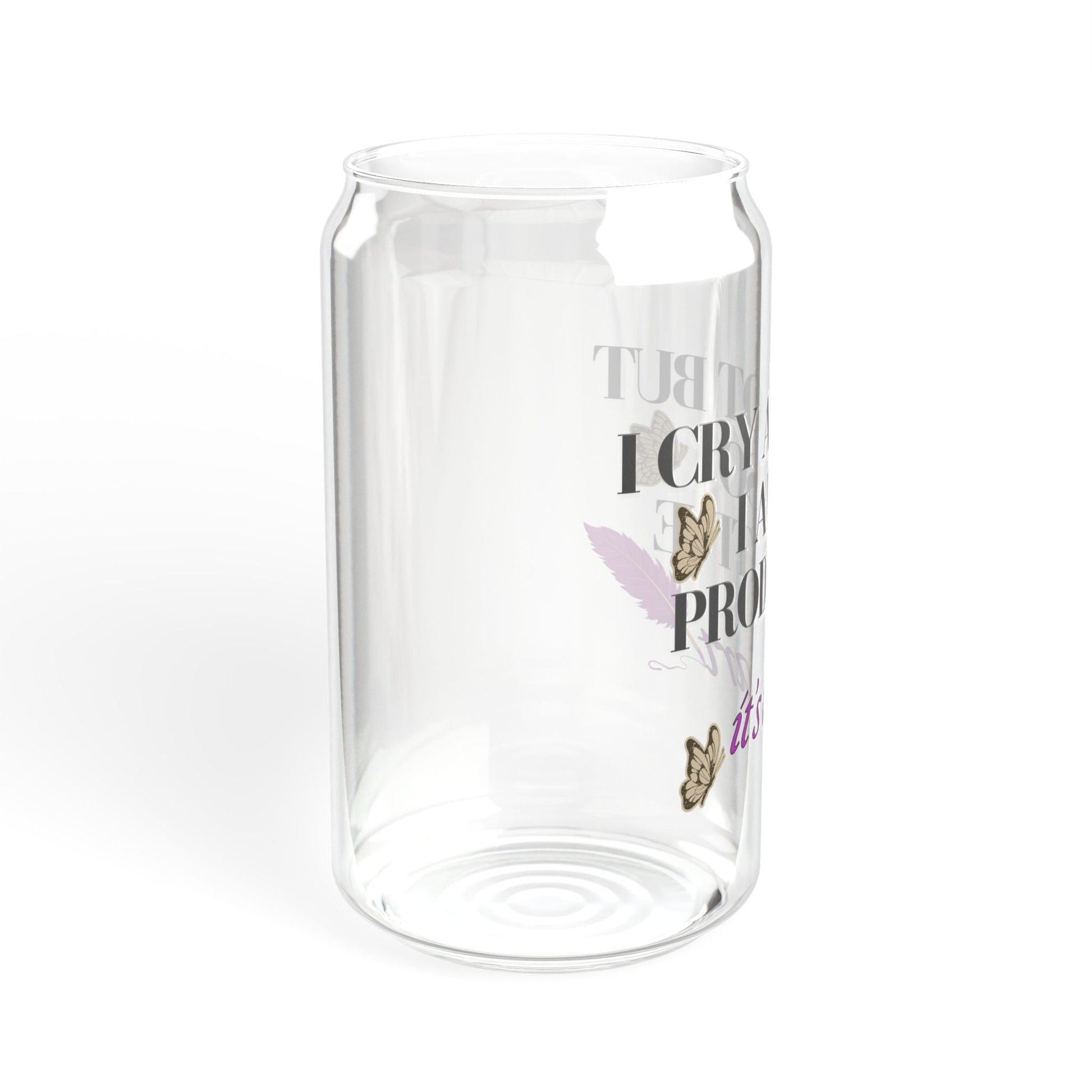 Printify Mug I Cry A Lot But I Am I Am So Productive  Glass Can Bamboo Lid and Straw