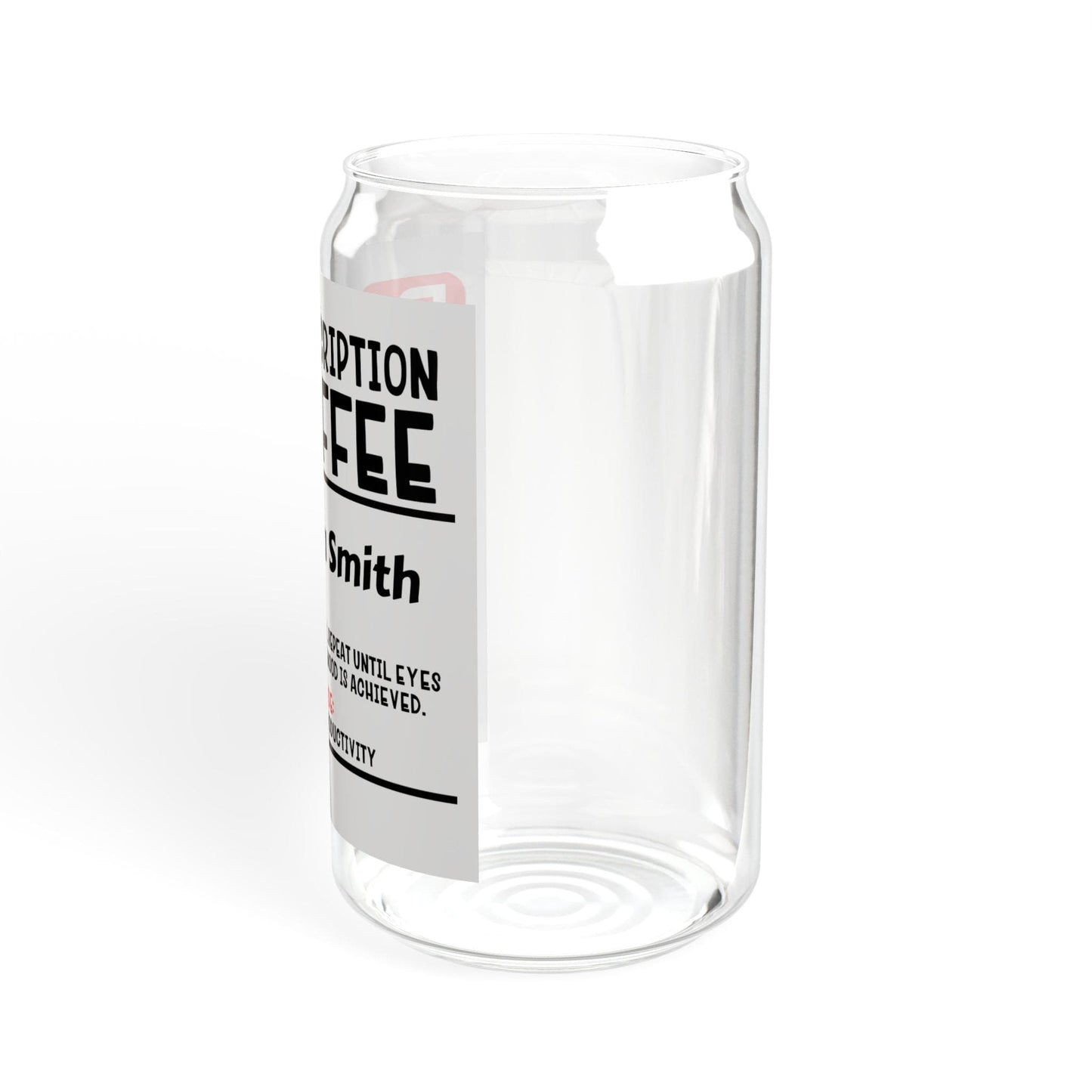 Printify Mug Personalize Coffee Prescription | Pharmacist Student Gift | Pharmacy Technician | Nurse Doctor Pharmacist | Glass Tumbler | Iced Coffee Cup