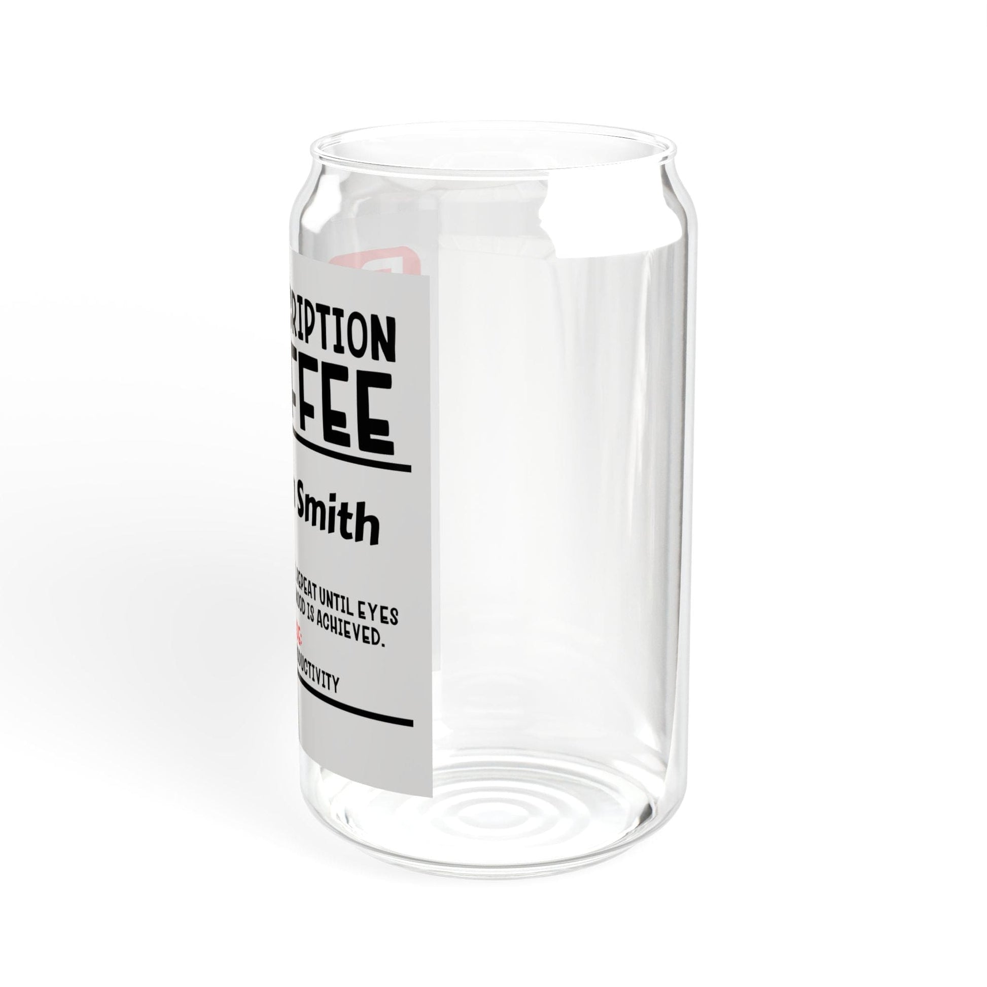 Printify Mug Personalize Coffee Prescription | Pharmacist Student Gift | Pharmacy Technician | Nurse Doctor Pharmacist | Glass Tumbler | Iced Coffee Cup