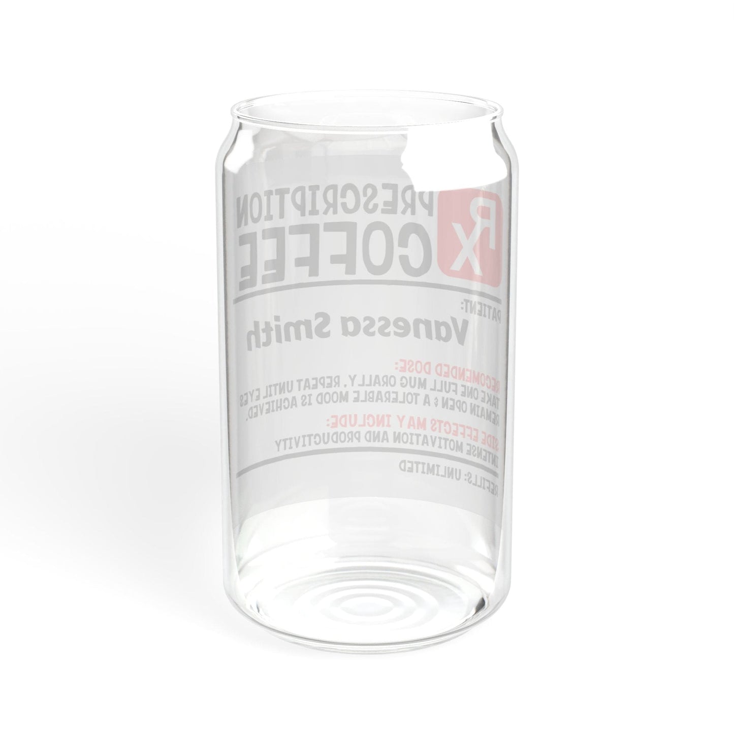 Printify Mug Personalize Coffee Prescription | Pharmacist Student Gift | Pharmacy Technician | Nurse Doctor Pharmacist | Glass Tumbler | Iced Coffee Cup