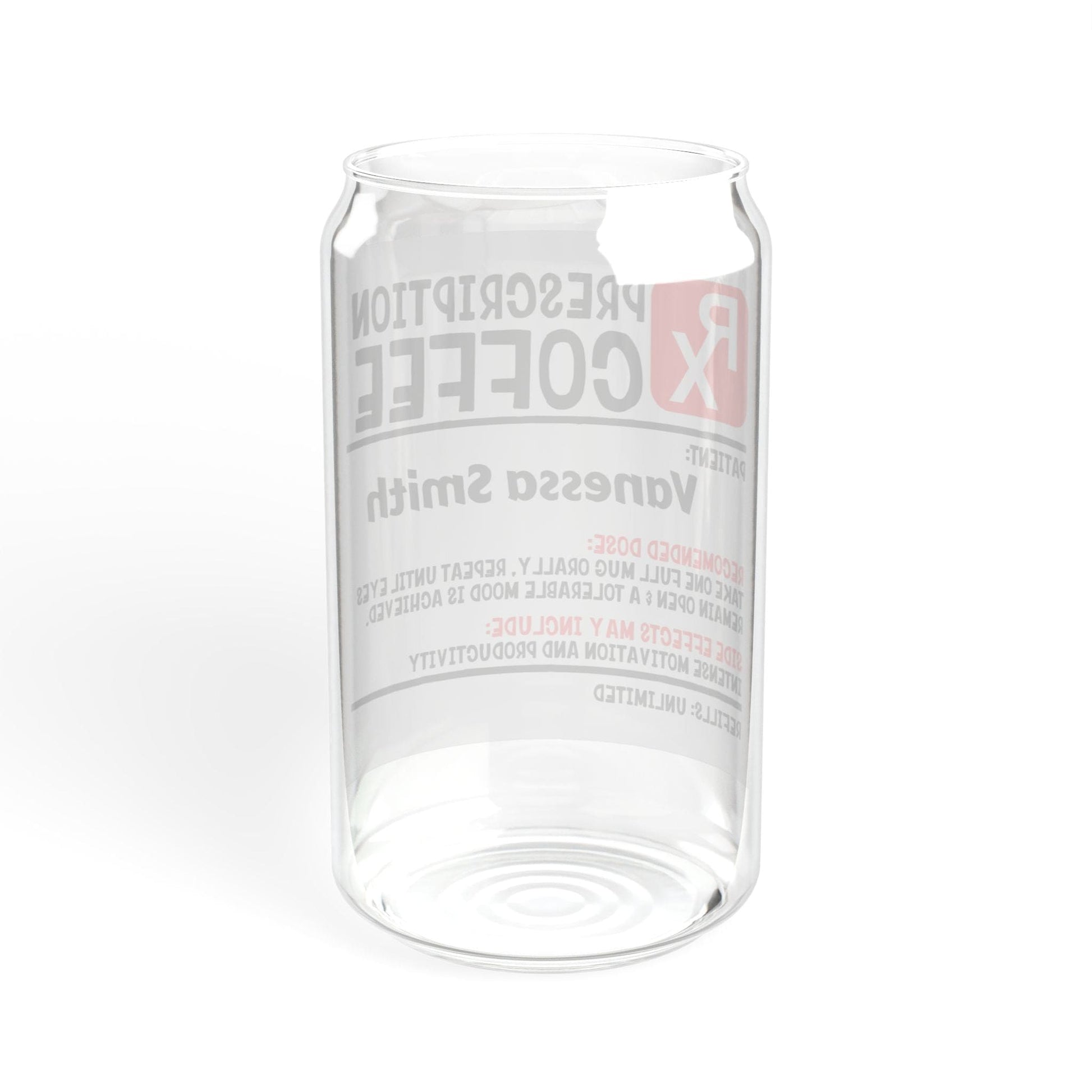 Printify Mug Personalize Coffee Prescription | Pharmacist Student Gift | Pharmacy Technician | Nurse Doctor Pharmacist | Glass Tumbler | Iced Coffee Cup