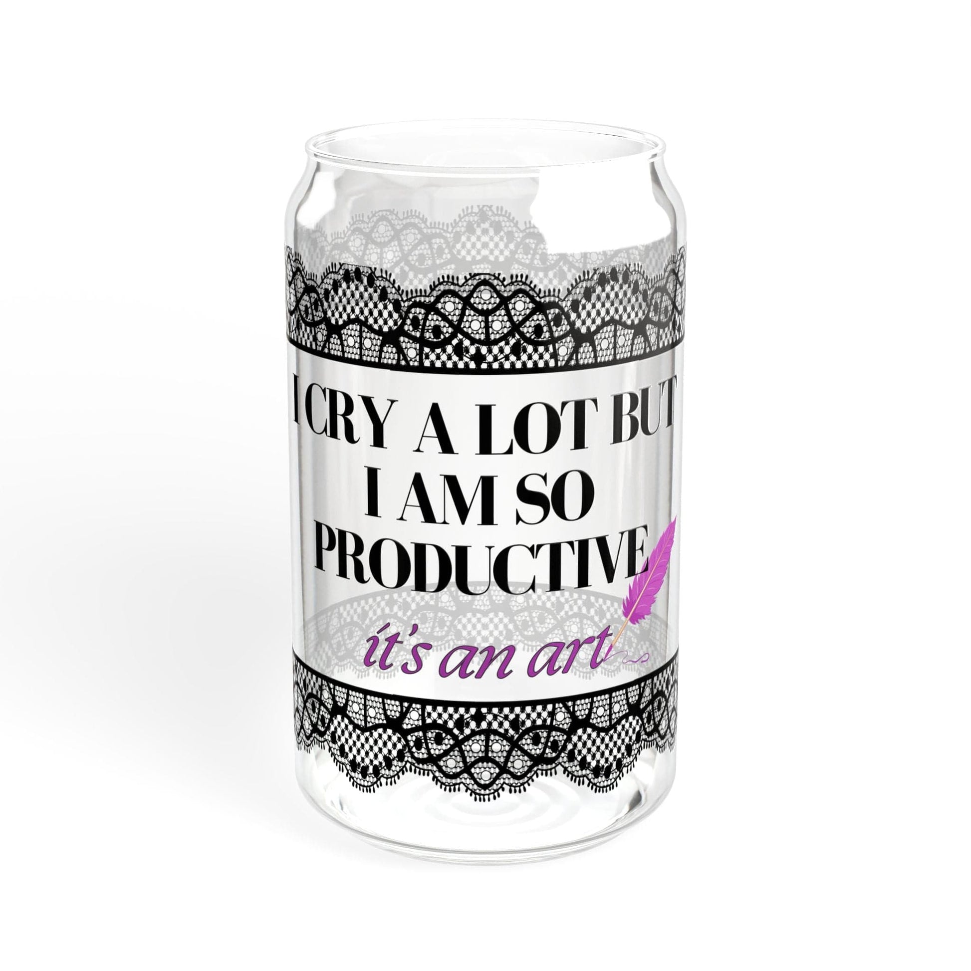 Printify Mug Without lid or straw / 16oz I Am So Productive | Iced Coffee Glass | I Cry A Lot But I Am | Tea Coffee Cups | Gift For Girlfriend | Swiftea Glass | Gifts For Her