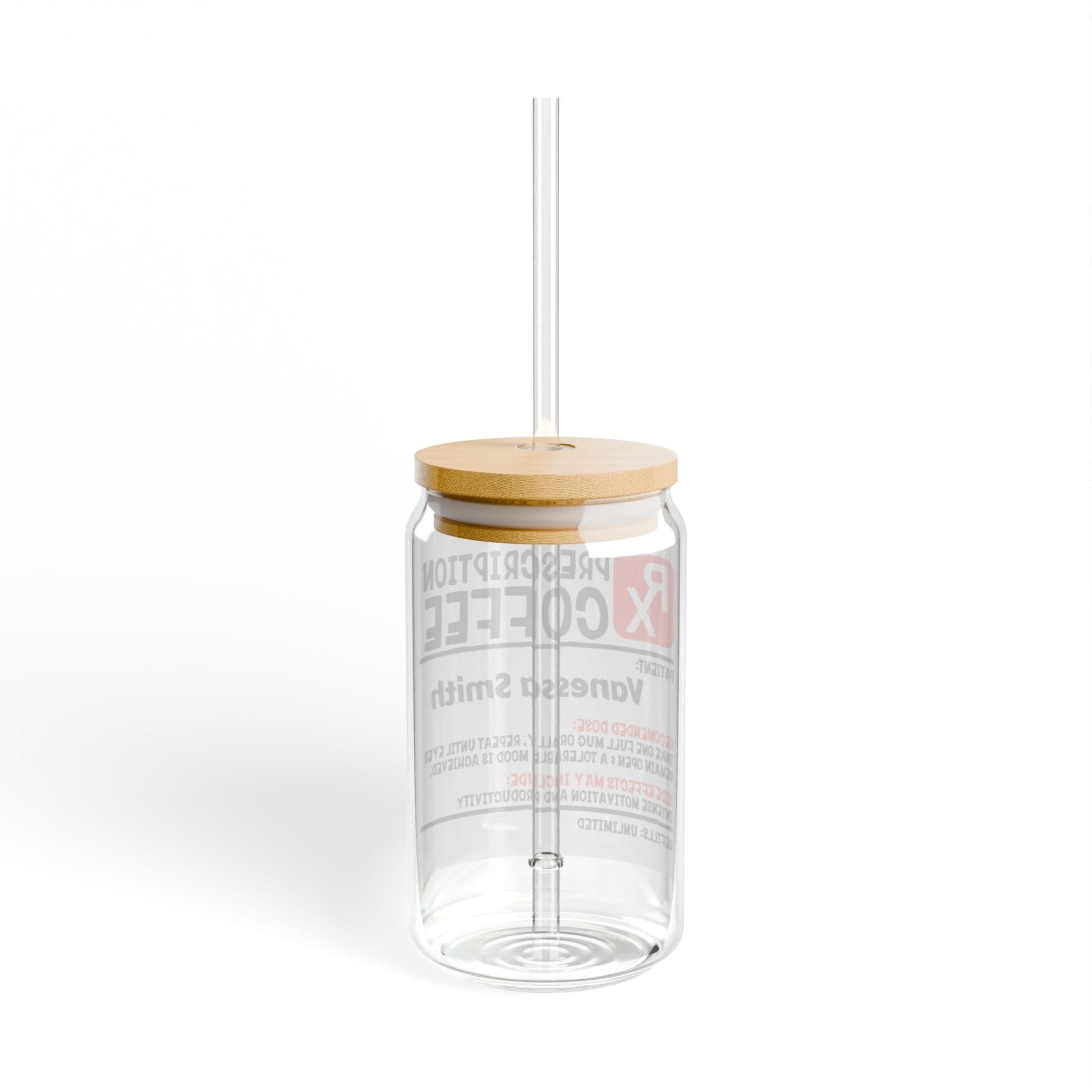 Printify Mug Personalize Coffee Prescription | Pharmacist Student Gift | Pharmacy Technician | Nurse Doctor Pharmacist | Glass Tumbler | Iced Coffee Cup