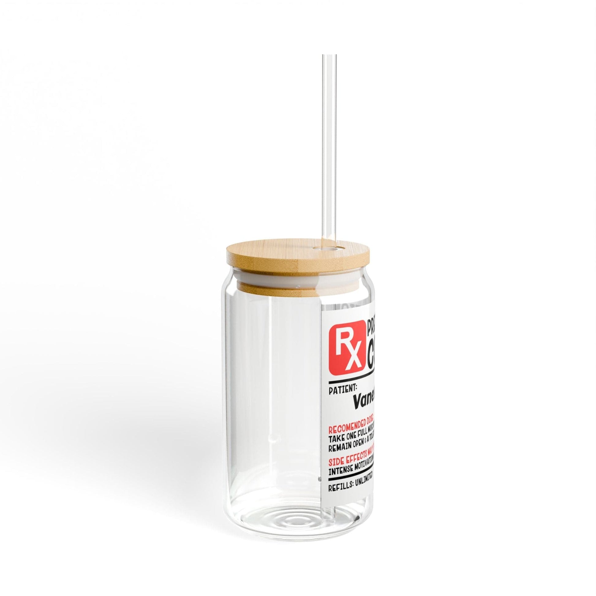 Printify Mug Personalize Coffee Prescription | Pharmacist Student Gift | Pharmacy Technician | Nurse Doctor Pharmacist | Glass Tumbler | Iced Coffee Cup