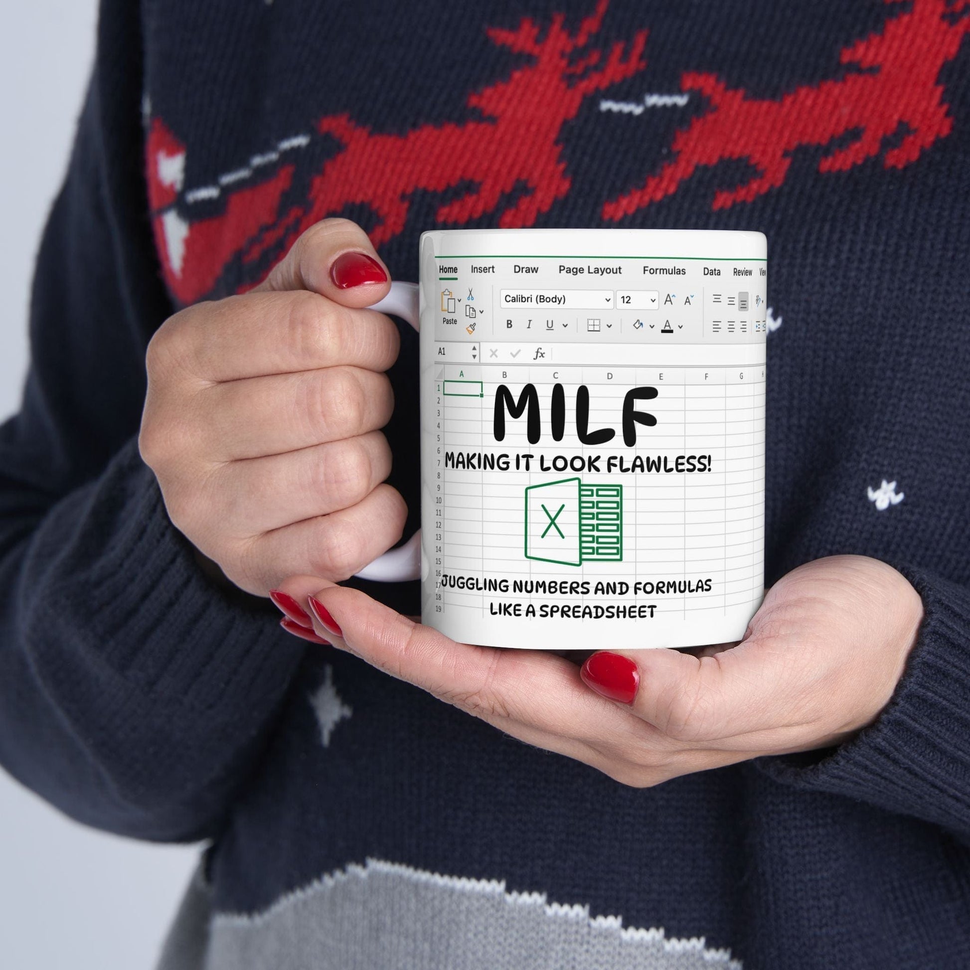 Printify Mug 11oz Excel Spreadsheet Mug- MILF Making it Look Flawless