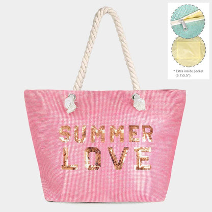 Everyday Ego Tote Bag Summer Love Glitz Beach Tote Bag- Pink