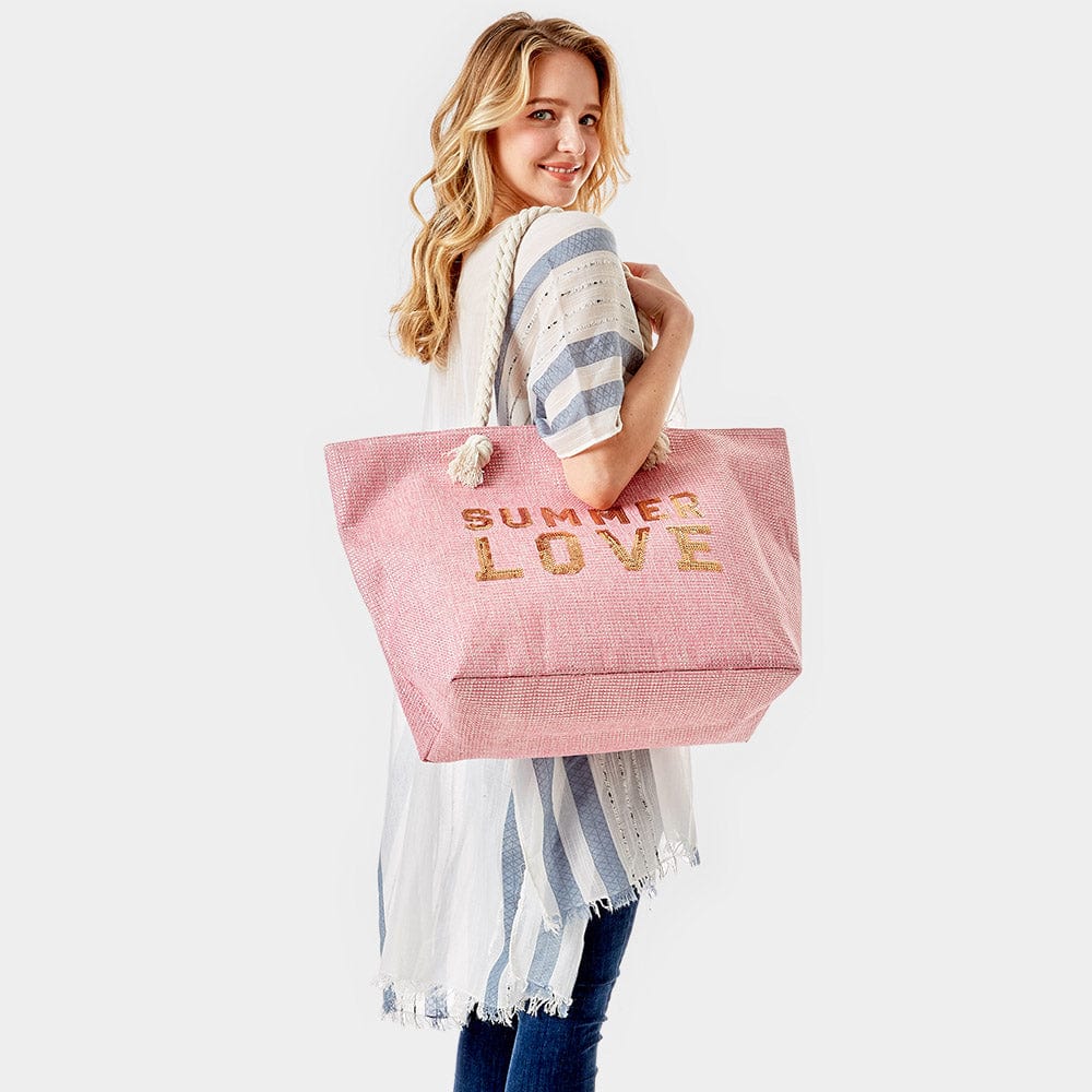 Everyday Ego Tote Bag Summer Love Glitz Beach Tote Bag- Pink