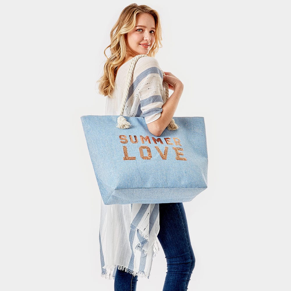 Everyday Ego Tote Bag Summer Love Glitz Beach Tote Bag- Blue