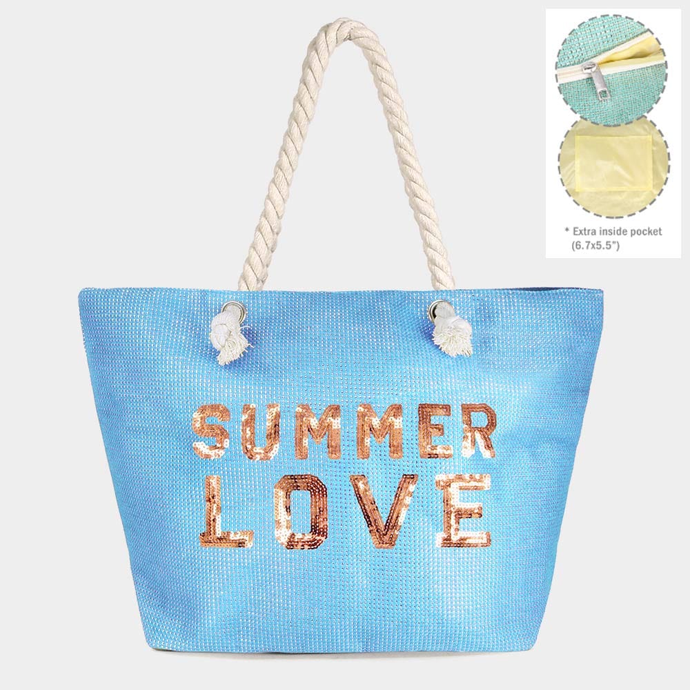 Everyday Ego Tote Bag Summer Love Glitz Beach Tote Bag- Blue