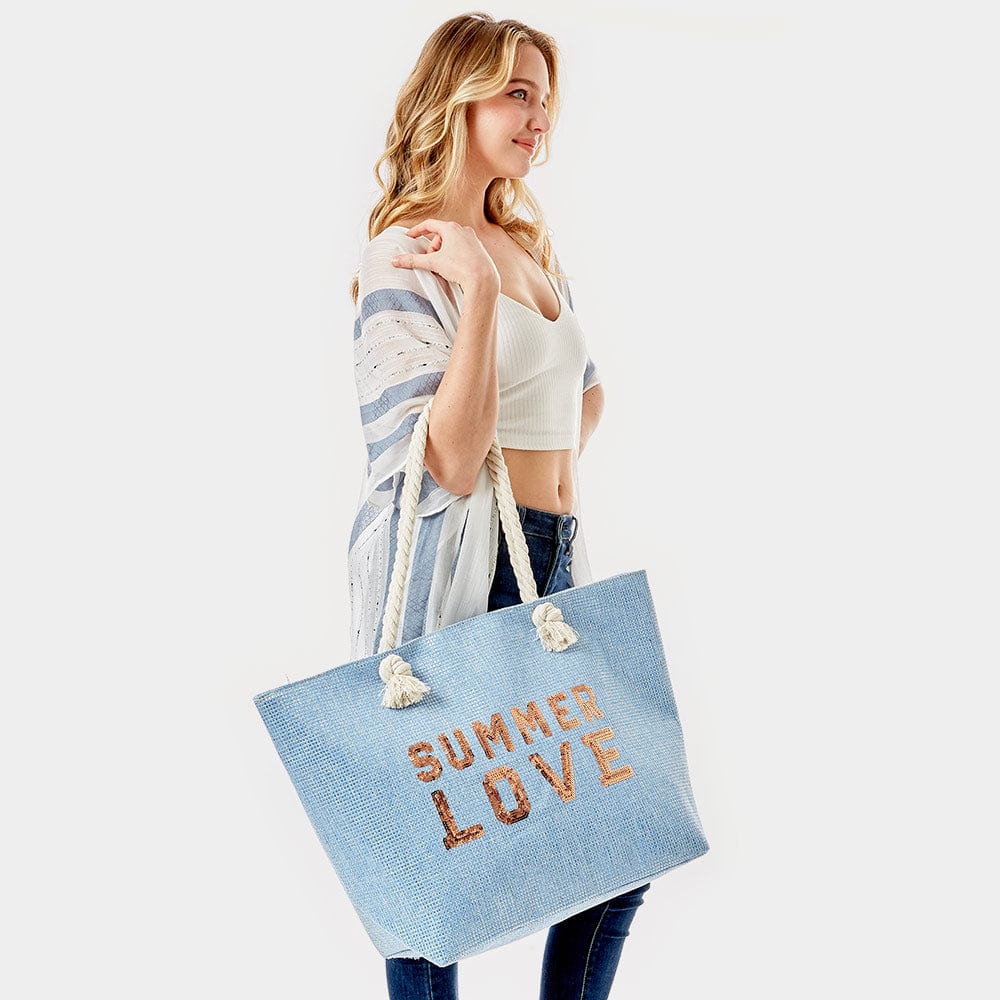 Everyday Ego Tote Bag Summer Love Glitz Beach Tote Bag- Blue