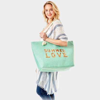 Everyday Ego Tote Bag Summer Love Glitz Beach Tote Bag- Mint