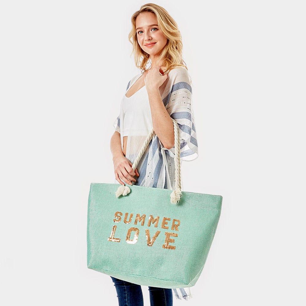 Everyday Ego Tote Bag Summer Love Glitz Beach Tote Bag- Mint