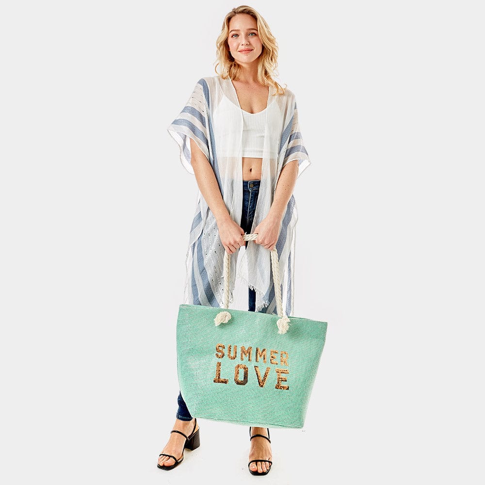 Everyday Ego Tote Bag Summer Love Glitz Beach Tote Bag- Mint