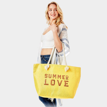 Everyday Ego Tote Bag Summer Love Glitz Beach Tote Bag- Yellow