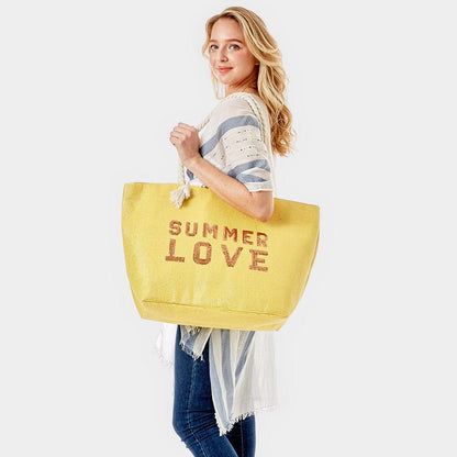 Everyday Ego Tote Bag Summer Love Glitz Beach Tote Bag- Yellow