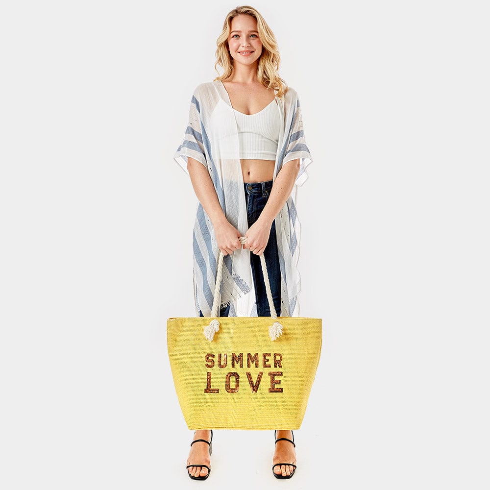 Everyday Ego Tote Bag Summer Love Glitz Beach Tote Bag- Yellow