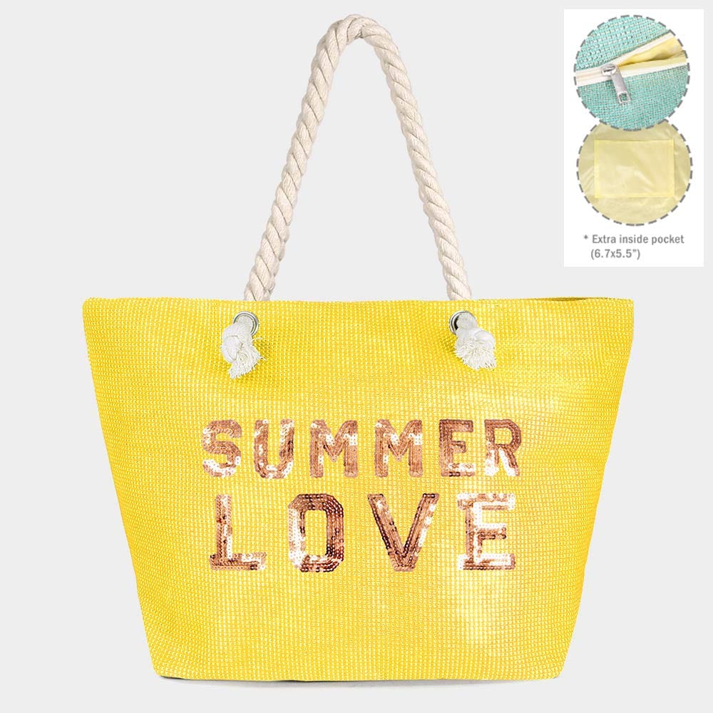 Everyday Ego Tote Bag Summer Love Glitz Beach Tote Bag- Yellow