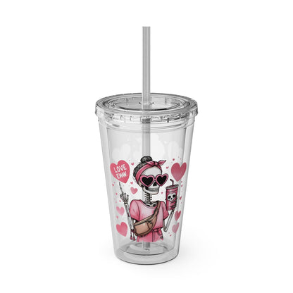 Printify Mug Clear / 16oz Anti Valentines Day Tumbler with Straw | Love Eww Cup | Galentines Day Gift | Gift for Her | Tumbler Cup | Valentines Day Gift | Coffee Cup