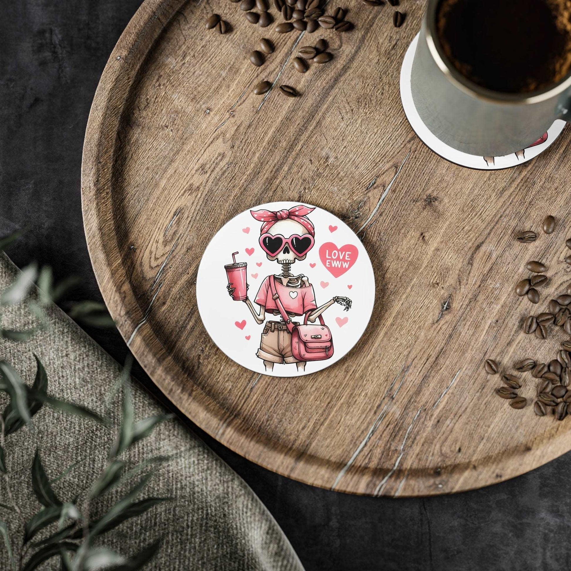 Printify Home Decor Round / 3.7" x 3.7" / 1 piece Anti Valentine's Day Coaster Set