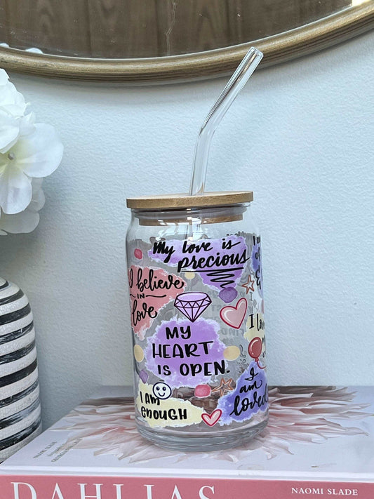 Everyday Ego Drink Cup Positive Love Talk Daily Affirmations Glass Coffee Cup