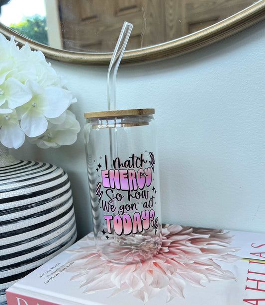 Everyday Ego Drink Cup I Match Energy, Glass Coffee Cup