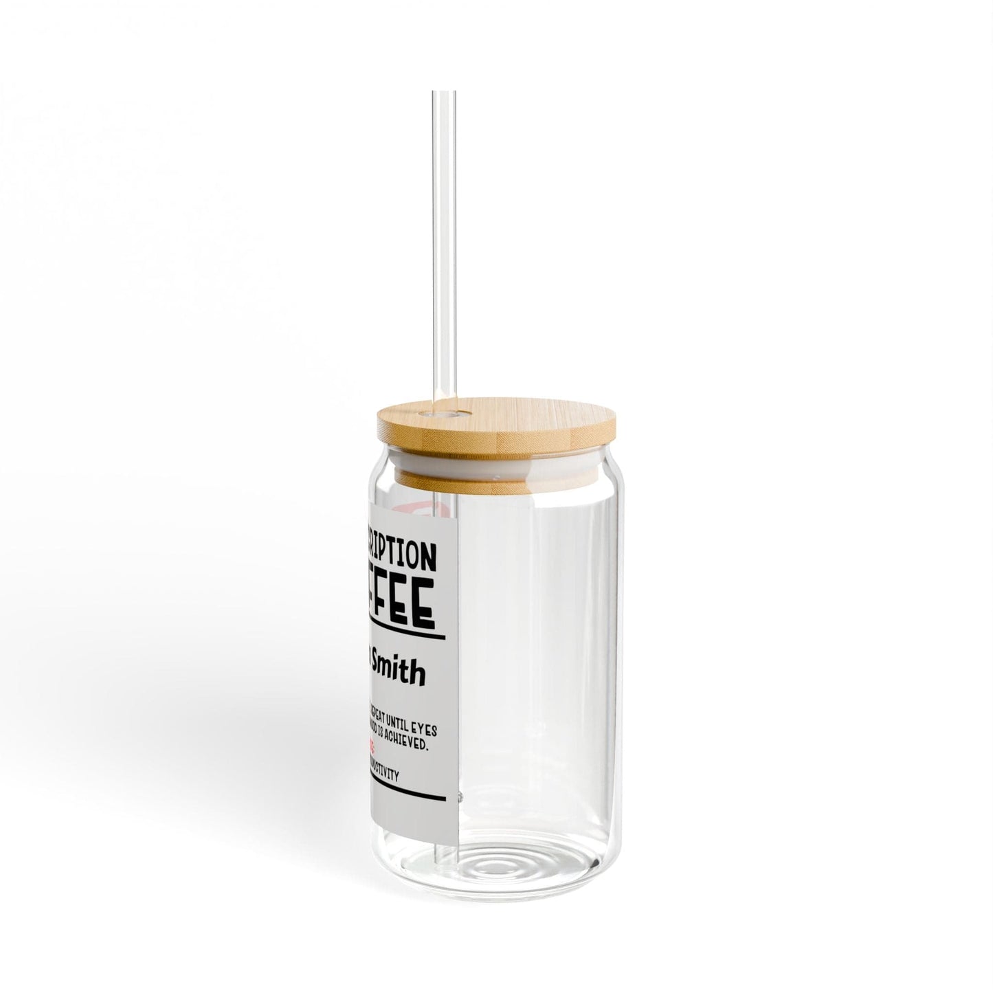 Printify Mug Personalize Coffee Prescription | Pharmacist Student Gift | Pharmacy Technician | Nurse Doctor Pharmacist | Glass Tumbler | Iced Coffee Cup
